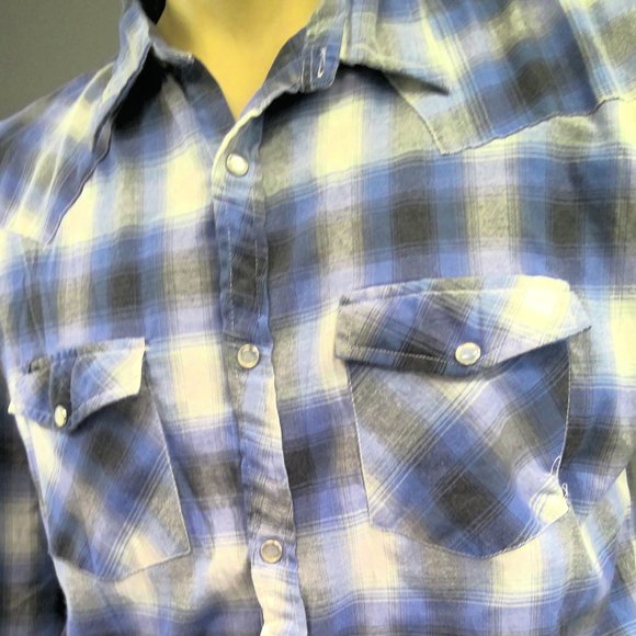 Vintage Outback Rider Western Pearl Snap Shirt Check Large - Picture 2 of 7